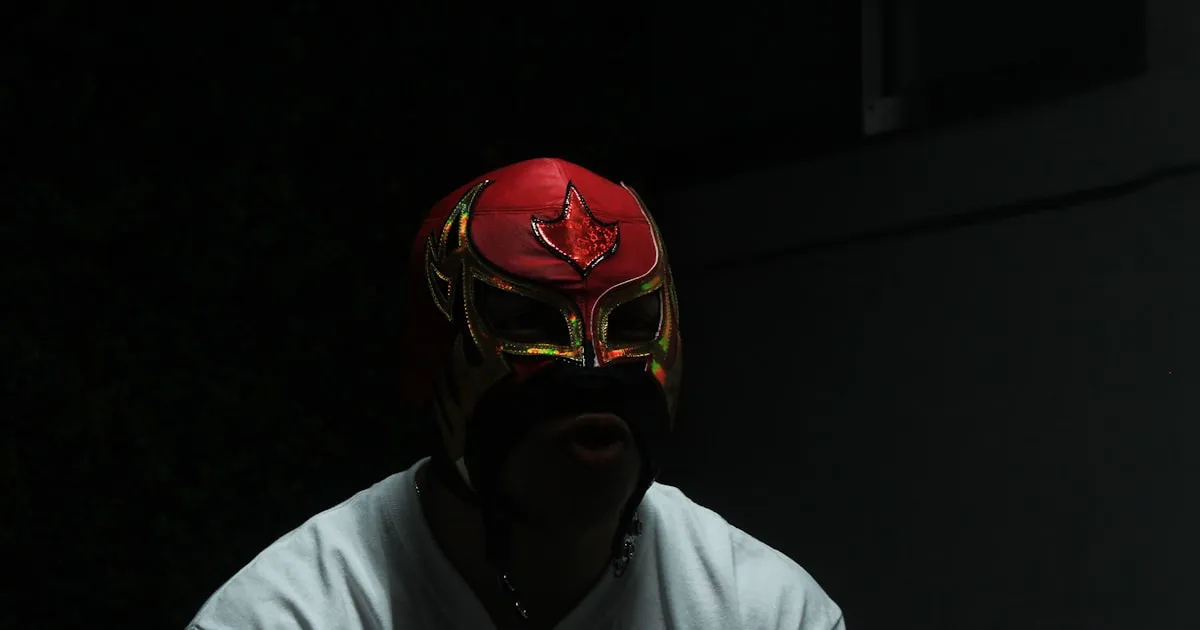 Rows of colorful lucha libre masks on display