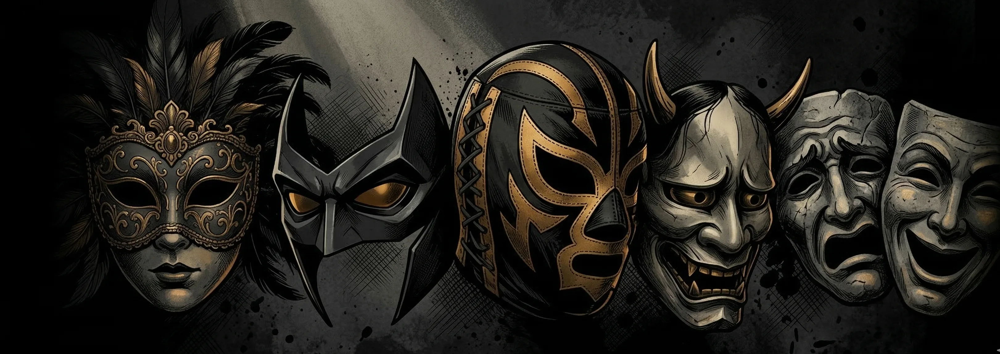 Masks across cultures — Venetian, superhero, lucha libre, Noh theater, Greek theater